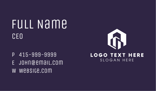 White Hexagon Realty Building Business Card Design Image Preview