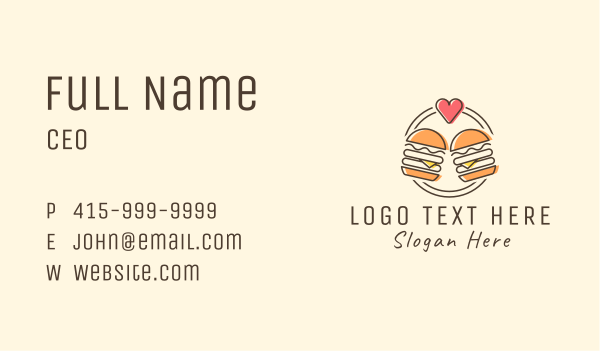 Heart Burger Fast Food Business Card Design Image Preview
