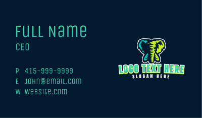 Angry Elephant Tusk Mascot  Business Card Image Preview