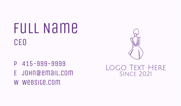 Woman’s Dress Monoline Business Card Design Image Preview