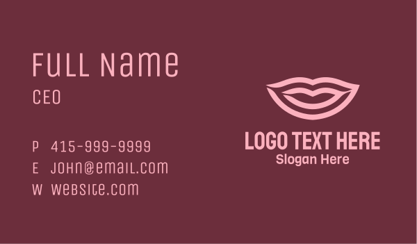 Stripe Pink Lips Business Card Design Image Preview