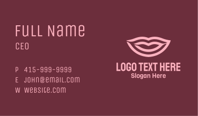 Stripe Pink Lips Business Card Image Preview