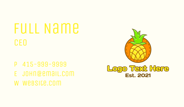 Cute Pineapple  Patch Business Card Design Image Preview