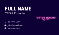 Pink Neon Bar Wordmark Business Card Image Preview