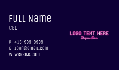 Pink Neon Bar Wordmark Business Card Image Preview