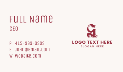 Vintage Business Letter G Business Card Image Preview