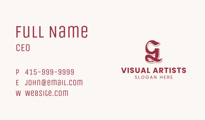 Vintage Business Letter G Business Card Image Preview