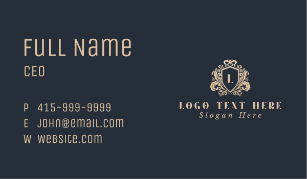 Ornamental Shield Lettermark Business Card Design Image Preview