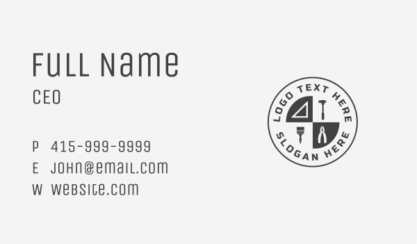 Construction Repair Shop Business Card Design Image Preview