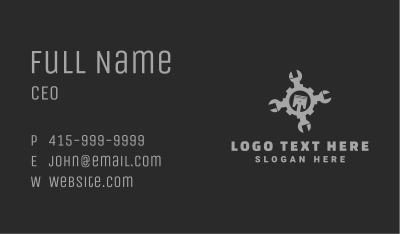 Grey Piston Wrench Cog Business Card Image Preview