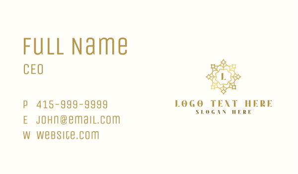 Golden Wreath Letter Business Card Design Image Preview
