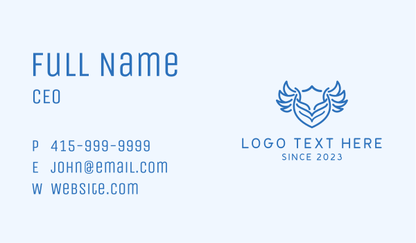 Blue Shield Wings Emblem Business Card Design Image Preview