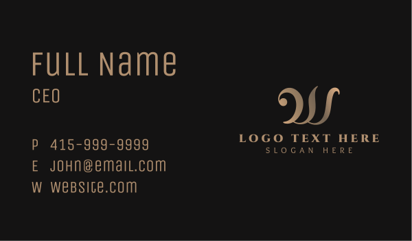 Elegant Classic Letter W Business Card Design Image Preview
