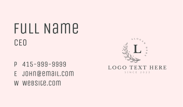 Elegant Leaf Lettermark Business Card Design Image Preview