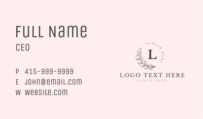 Elegant Leaf Lettermark Business Card Image Preview