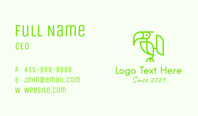 Monoline Toucan Bird  Business Card