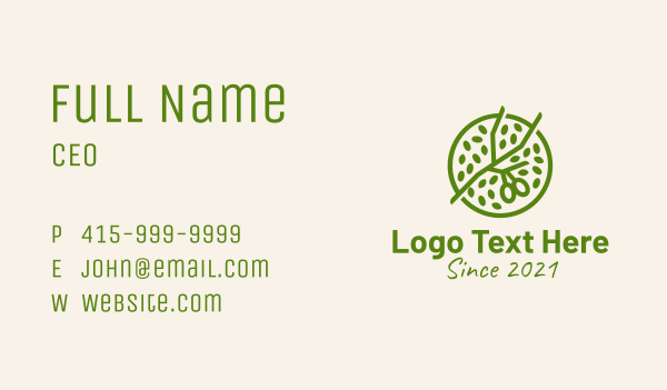 Green Botanical Oil  Business Card Design Image Preview
