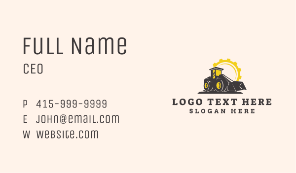 Cog Construction Bulldozer Business Card Design Image Preview