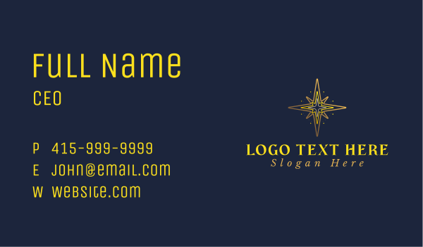 Golden Star Compass Business Card Design Image Preview