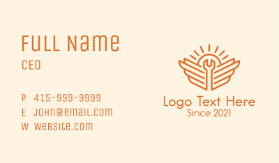 Orange Wrench Wings Outline Business Card Image Preview