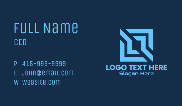 Blue Tech Square Business Card Design Image Preview