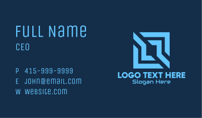 Blue Tech Square Business Card Image Preview