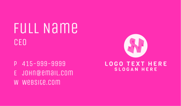 Pink Fashion Letter N Business Card Design Image Preview