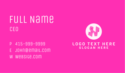 Pink Fashion Letter N Business Card Image Preview