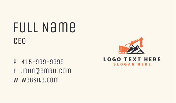 Mountain Excavator Mining Machinery Business Card Design Image Preview