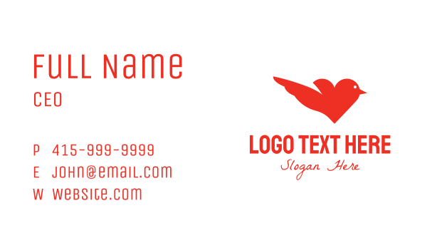 Red Bird Heart Business Card Design Image Preview