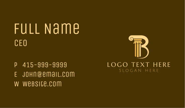 Letter B Gold Pillar Business Card Design Image Preview