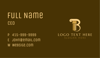 Letter B Gold Pillar Business Card Image Preview