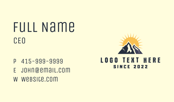 Sunshine Mountain Adventure Business Card Design Image Preview