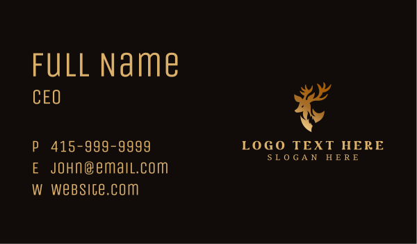 Golden Deer Antler Business Card Design Image Preview
