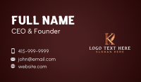 Luxury Quill Letter K Business Card Design