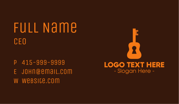 Orange Guitar Keyhole Business Card Design Image Preview