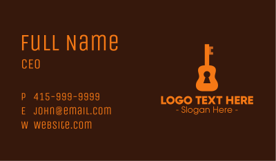 Orange Guitar Keyhole Business Card