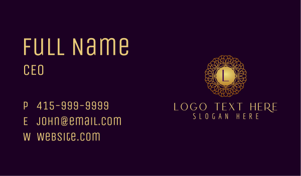 Gold Flower Letter Business Card Design Image Preview