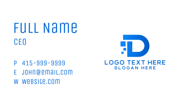 Blue Digital Pixel Letter D Business Card Design Image Preview