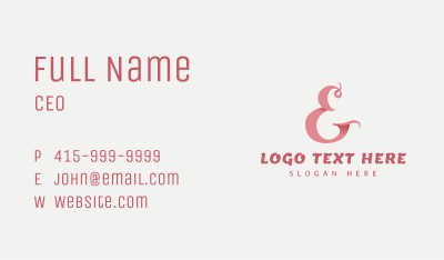 Pink Feminine Ampersand  Business Card Image Preview