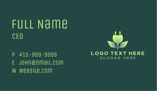 Sustainable Leaf Plug Business Card Design Image Preview