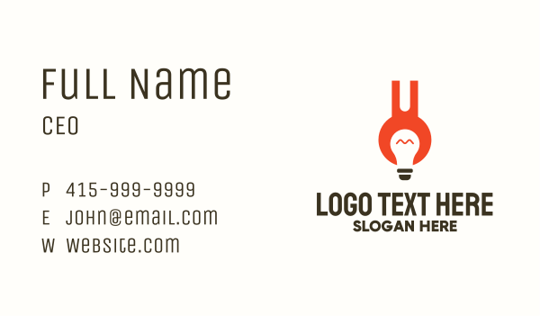 Wrench Bulb Electrician Business Card Design