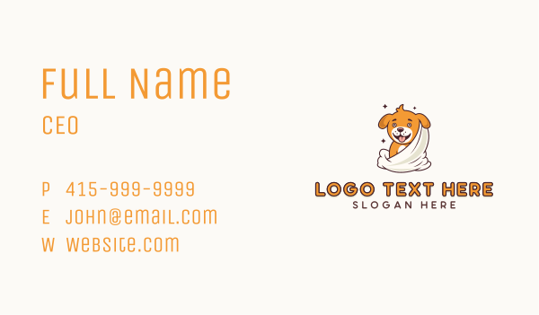 Towel Puppy Dog Grooming Business Card Design Image Preview