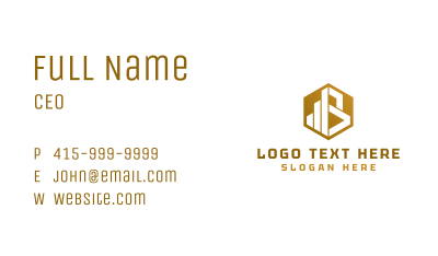 Gold Hexagon Letter B Business Card Image Preview