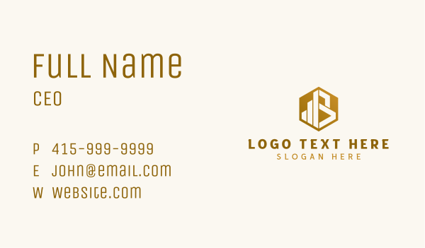 Gold Hexagon Letter B Business Card Design Image Preview