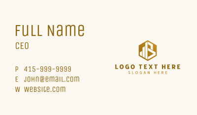 Gold Hexagon Letter B Business Card Image Preview