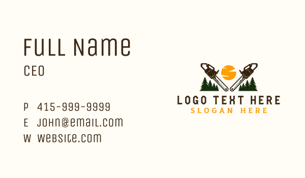 Saw Pine Tree Cutting Business Card Design Image Preview