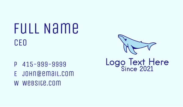 Blue Humpback Whale  Business Card Design Image Preview