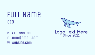 Blue Humpback Whale  Business Card
