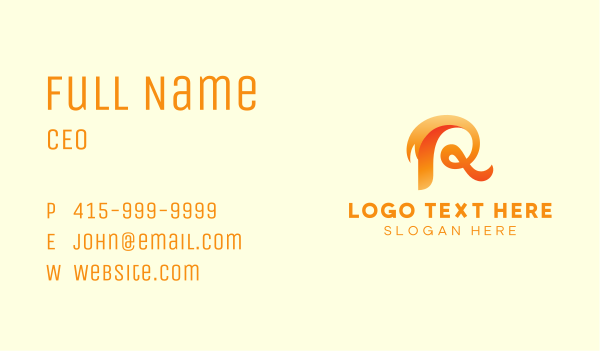 Fancy Orange Letter R Business Card Design Image Preview